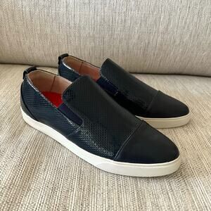 Cocktail Sneakers The Professional Perforated Leather Slip On Sneaker Navy 8 New